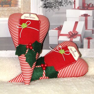 Ornamenti natalizi in tessuto a forma di cuore con biglietto di auguri, ornamenti imbottiti in stoffa per decorazioni natalizie