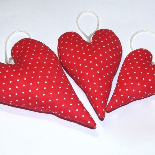 Textile heart-shaped stuffed ornaments for holiday party or home decoration