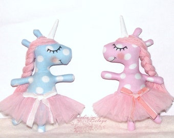 Ballerina Unicorn Rag Doll, Handmade Stuffed Animal Toy, Unique Artist Doll, Unicorn Party Decor, Decorative Heirloom Doll, Birthday gift
