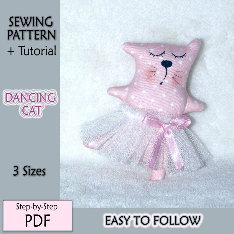 Primitive Leaping Cat Pattern PDF Sewing Pattern, Dancing Cat Pattern, Stuffed Animal Pattern, How to ...