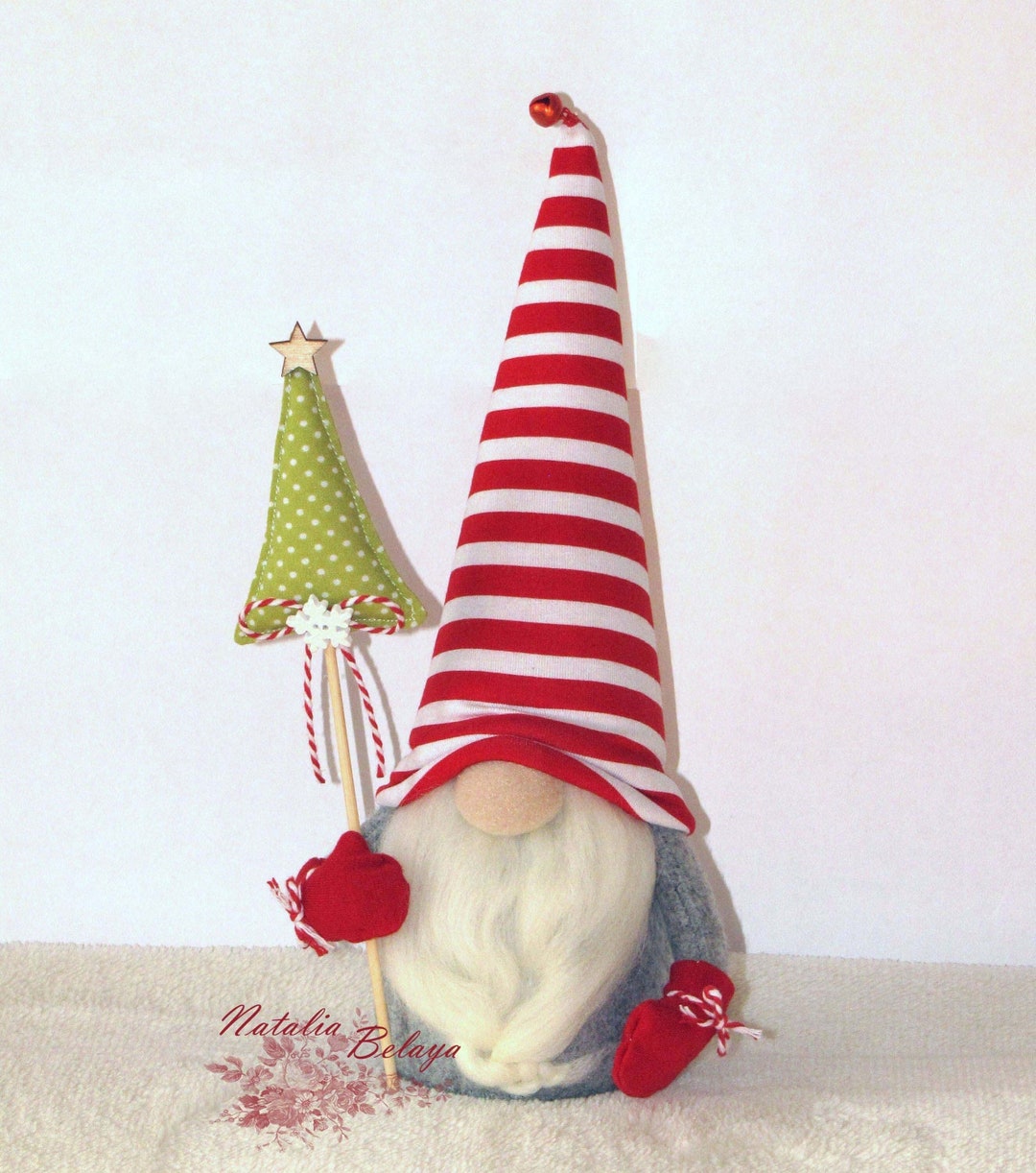 Christmas Gnome in Red White Stripped Hat Cloth Stuffed Toy Dwarf ...
