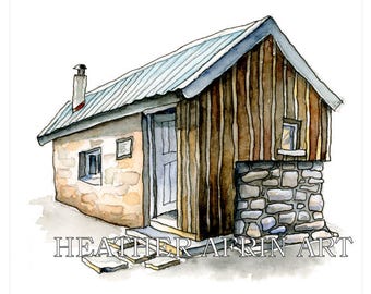 Framed Hutchison Memorial Bothy Print, Scottish Highland Art