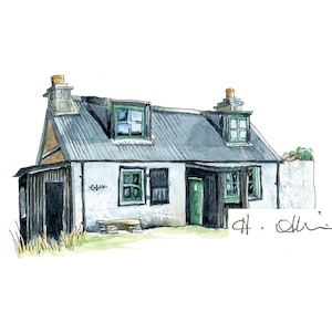 Oban bothy framed print,  Scottish bothies framed,  framed bothy art, wall art