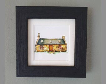Peanmeanach framed bothy print, Scottish bothy, bothy art, highland art, mountain bothy