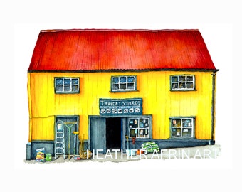 Tarbert Stores Print: Isle of Harris Watercolor Art
