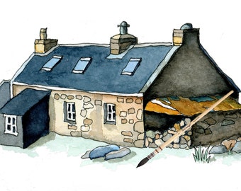 Shenavall framed bothy print, Scottish bothies, framed bothy art, wall art, NC500
