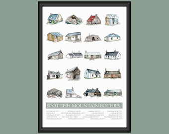 Scottish Mountain Bothies A4 poster