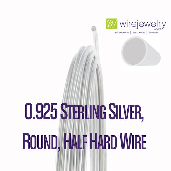 0.925 Sterling Silver, Round, Half Hard Jewelry Wire, Various Gauges & Lengths