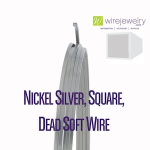 May include: A coil of nickel silver square dead soft wire. The wire is silver in color and has a square shape. The wire is coiled and ready to be used for jewelry making.