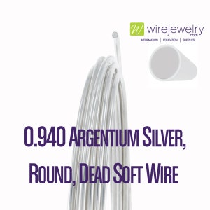 Argentium Silver, Round, Dead Soft Jewelry Wire, Various Gauges & 5FT Length