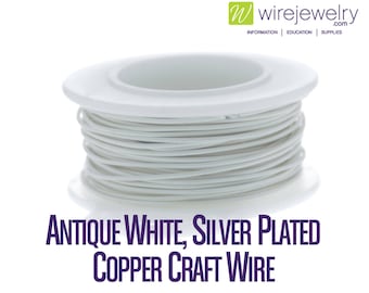 Antique White, Silver Plated Copper Craft Wire, Round, Various Gauges and Lengths