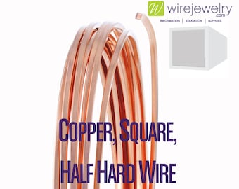 Copper, Square, Half Hard Jewelry Wire, Various Gauges & Lengths