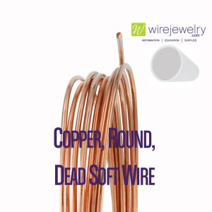 Copper, Round, Dead Soft Jewelry Wire, Various Gauges & 5FT Length
