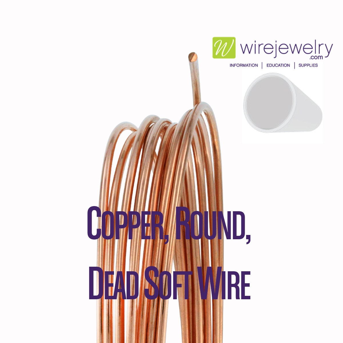 Copper, Round, Dead Soft Jewelry Wire, Various Gauges & 5FT Length 