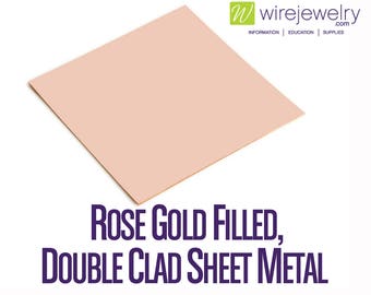 Rose Gold Filled Sheet Metal, Double Clad, Half Hard, 4 Inch Width, Various Gauges and Lengths