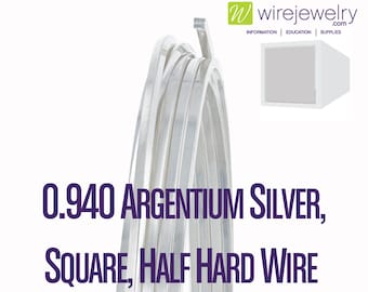 Argentium Silver, Square, Half Hard Jewelry Wire, Various Gauges & Lengths