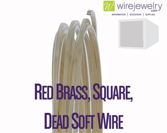 Red Brass, Square, Dead Soft Jewelry Wire, Various Gauges & Lengths