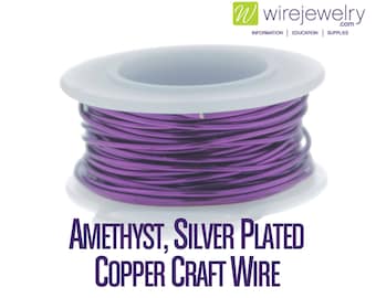 Amethyst, Silver Plated Copper Craft Wire, Round, Various Gauges and Lengths