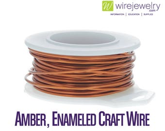 Amber, Enameled Copper Craft Wire, Round, Various Gauges and Lengths