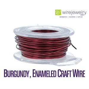 Burgundy, Enameled Copper Craft Wire, Round, Various Gauges and Lengths