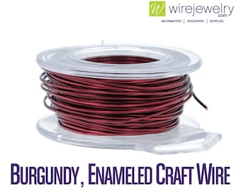 Burgundy, Enameled Copper Craft Wire, Round, Various Gauges and Lengths