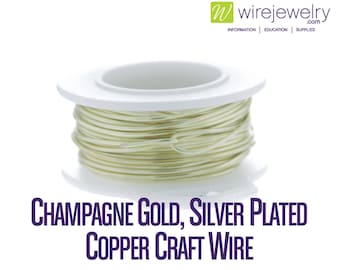 Champagne Gold, Silver Plated Copper Craft Wire, Round, Various Gauges and Lengths