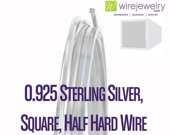 0.925 Sterling Silver, Square, Half Hard Jewelry Wire, Various Gauges & Lengths