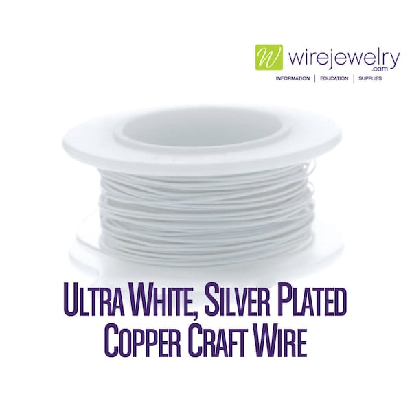 Ultra White, Silver Plated Copper Craft Wire, Round, Various Gauges and Lengths