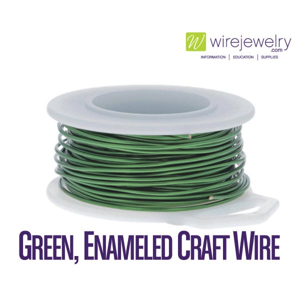 Green, Enameled Copper Craft Wire, Round, Various Gauges and Lengths