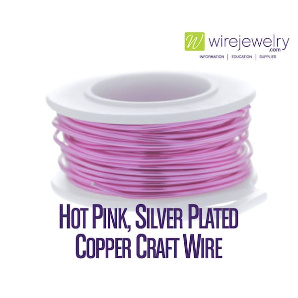 Hot Pink, Silver Plated Copper Craft Wire, Round, Various Gauges and Lengths