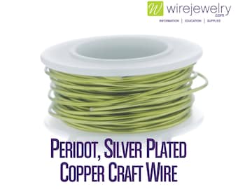 Peridot, Silver Plated Copper Craft Wire, Round, Various Gauges and Lengths