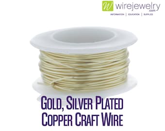 Gold, Silver Plated Copper Craft Wire, Round, Various Gauges and Lengths