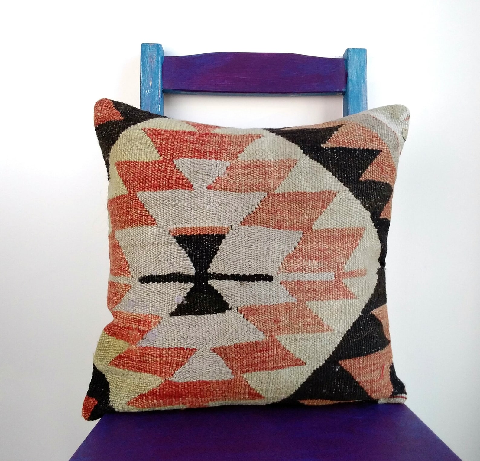16x16 kilim almohada almohada de alfombra étnica decoración | Etsy