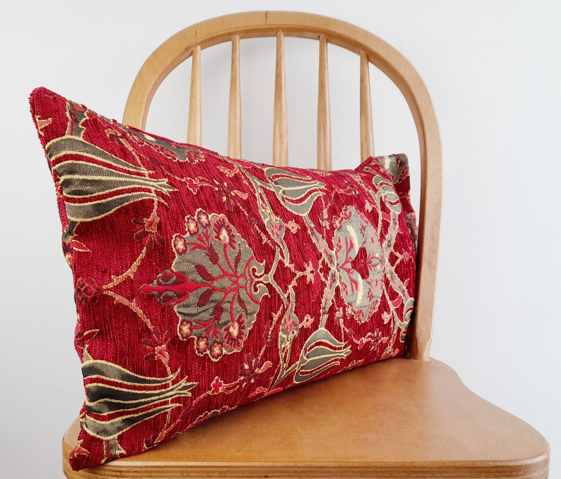 Red Pillow Cover Velvet Pillow Red Throw Pillow Bohemian Throw Etsy