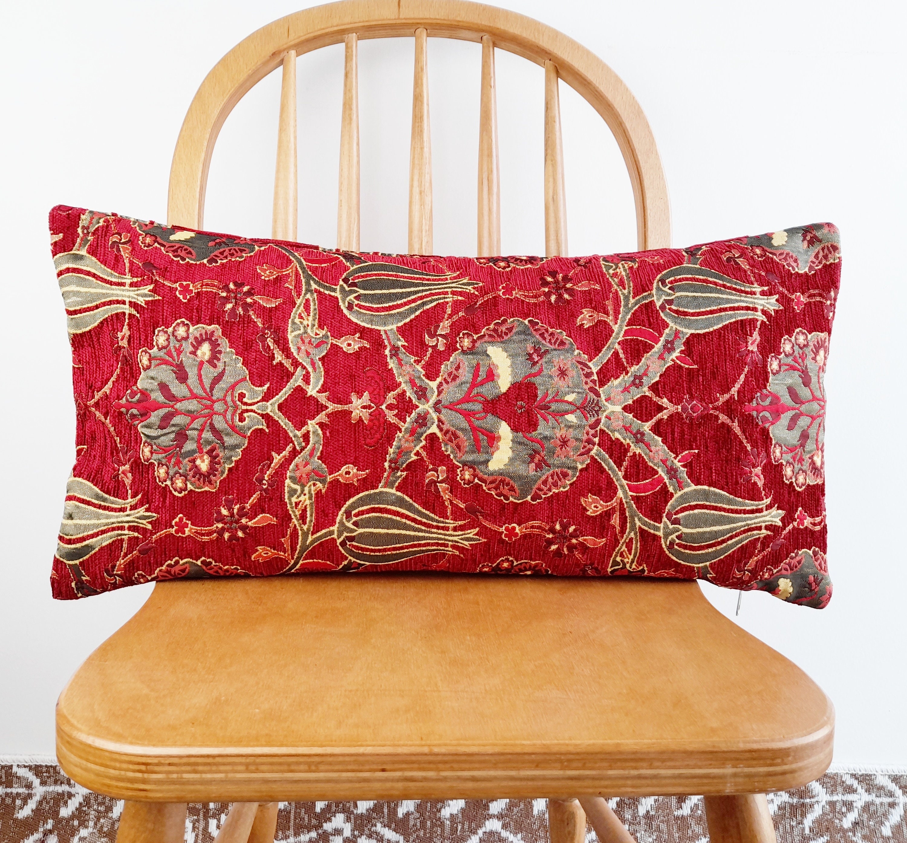 Red Pillow Cover Velvet Pillow Red Throw Pillow Bohemian Throw Etsy