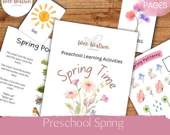 Spring Preschool Learning Activities Bundle, Toddler Homeschool Busy Book Page (Digital Download)