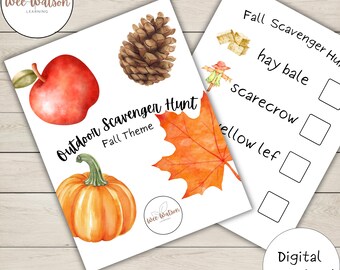 Fall Scavenger Hunt | Toddler & Preschool Printable | Autumn Kids Activity | 3-Page Digital Download