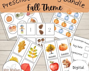 Fall Preschool Activities: Leaf Matching, Scavenger Hunt, flashcards, patterns, and counting (Printable Resources)