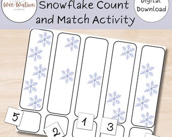 Snowflake Count and Match Activity for Preschoolers