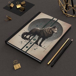 Mystical Wolf Hardcover Journal, Art Journal for Animal Lovers, Cosmic Themed Notebook, Gift for Writers, Unique Journal for Creatives