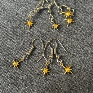 Small Golden Star Drop Earrings