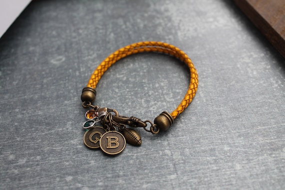 Green Bay Packers Copper Alloy Bracelet with Team Glass Charm