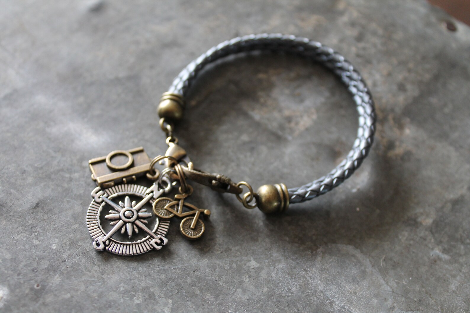 Travel Leather Bracelet Travel Charm Bracelet Genuine Leather Etsy