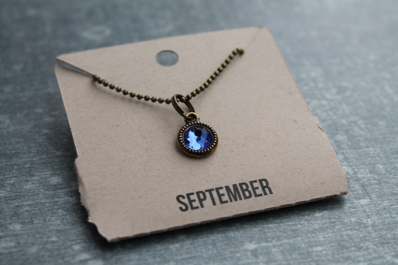 September Chain Birthstone Necklace Birthstone Necklace September Necklace Birthstone Necklace Ball Chain Necklace Brass Necklace Dainty