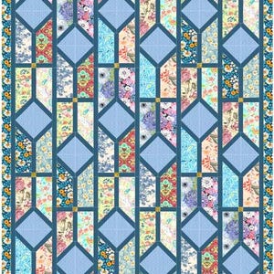 Mönster för quilt i slottsfönster – Mönster i målat glas (digital nedladdning)