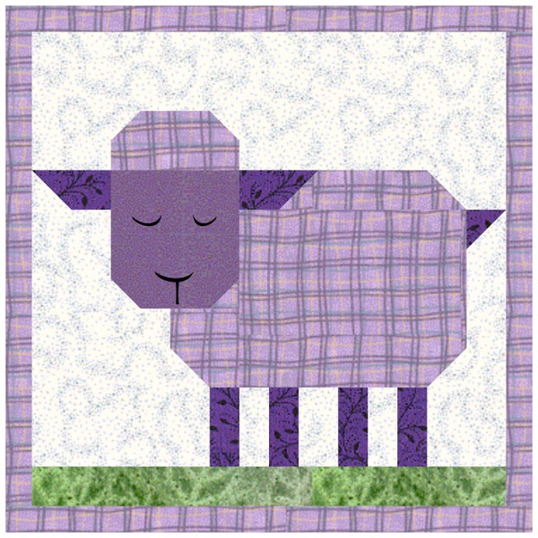 Patch Lamb quilt block pattern (make a 6" or 12" block) - digital download