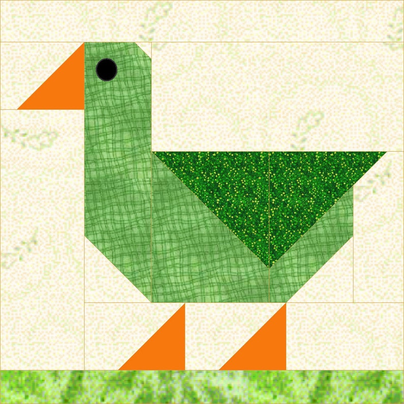 Patch Duck quilt block digital download image 1