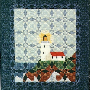 Q109 - Light in the Storm lighthouse quilt pattern in 2 sizes (paper-piecing experience recommended)