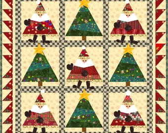 Dance Santa Dance paper-pieced quilt pattern placemats wall quilt tree skirt