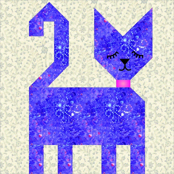Patch Cat quilt block pattern